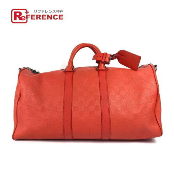 Louis Vuitton Infini Black Keepall Bandouliere Bag Leather Fusion Red - Picture 1 of 9